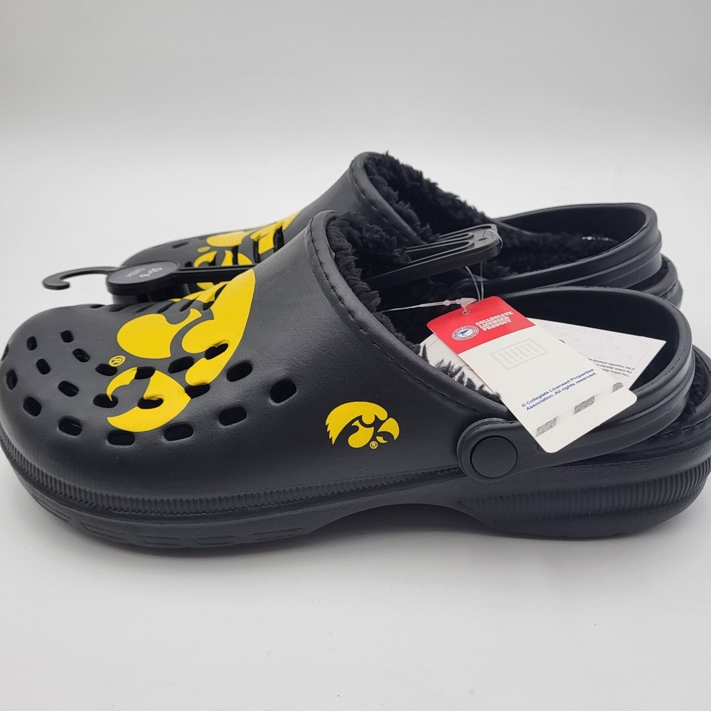 Iowa Hawkeyes Sherpa Lined Clogs with Strap FOCO Mens Medium 9-10 Womens 11-12